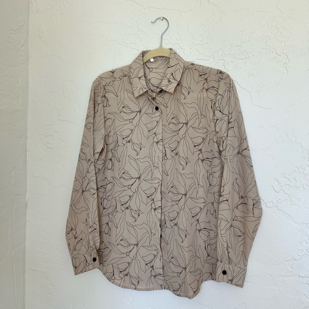 Beige Floral Button-Up Shirt